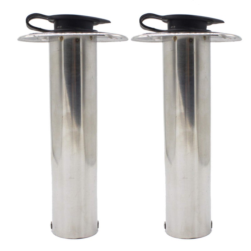 X-Haibei 2Pcs Flush Mount Fishing Rod Holders for Boat Stainless Steel 0 Degree Holders with Rubber Cap for Marine - Image 1